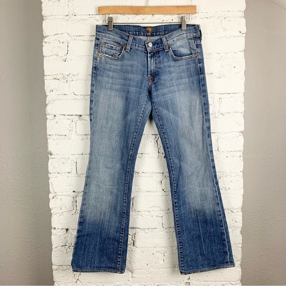 7 for all Mankind Vintage Bootcut Faded Light Blue Wash Jeans Low Rise 27